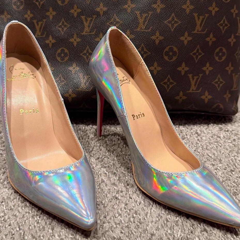 Louboutin Kate 85 Size 38 Patent In Psychic Bianco Stiletto Heels Never Worn